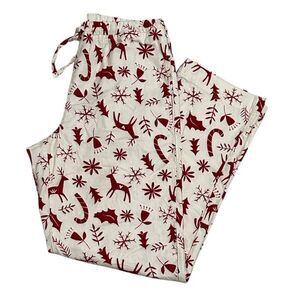 Hanna Andersson Christmas Nordic Flannel PJ Pajama Pants Red Cream XS